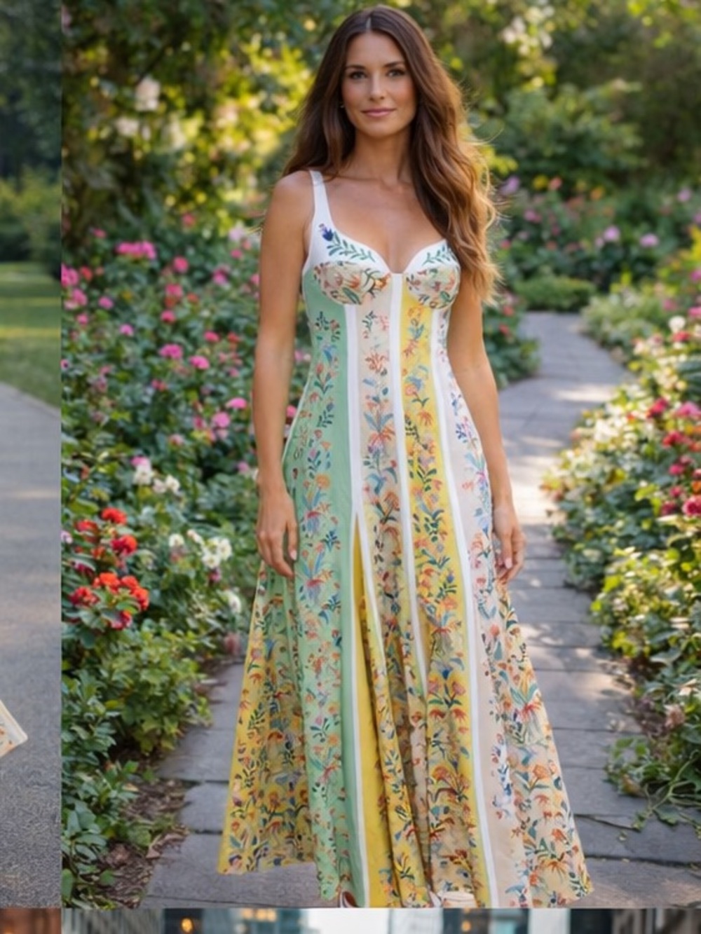 FARM Rio Mint & Yellow Floral Panel Maxi Dress - Picture 15 of 15